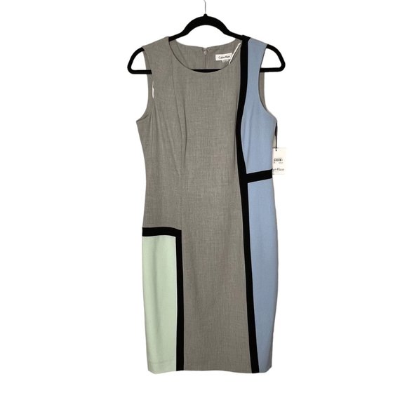 Calvin Klein Dresses & Skirts - Calvin Klein Colorblock Professional Sheath Sleeveless Mini Dress Size 8 NWT